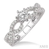 1/3 Ctw Round Cut Diamond Semi-Mount Engagement Ring in 14K White Gold