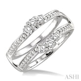 1/2 ctw Round Cut Diamond Insert Ring in 14K White Gold.