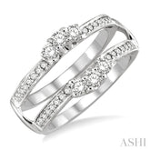 1/2 Ctw Round Cut Diamond Insert Ring in 14K White Gold.
