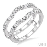 1/2 ctw Baguette and Round Cut Diamond Insert Ring in 14K White Gold