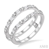 1/2 ctw Baguette and Round Cut Diamond Insert Ring in 14K White Gold