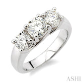 1 1/2 Ctw Three Stone Round Cut Diamond Ring in 14K White Gold