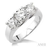 2 Ctw Three Stone Round Cut Diamond Ring in 14K White Gold