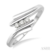 1/10 Ctw Three Stone Round Cut Diamond Band in 14K White Gold