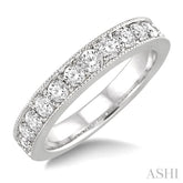 1 Ctw Round Cut Diamond Wedding Band in 14K White Gold