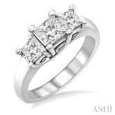 1 1/2 Ctw 3 Stone Princess Cut Diamond Ring in 14K White Gold