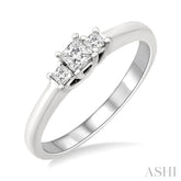 1/4 Ctw 3 Stone Princess Cut Diamond Ring in 14K White Gold