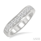 1 Ctw Princess Cut Diamond Matching Wedding Band in 14K White Gold