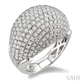 3 Ctw Dome Shape Round Cut Diamond Ring in 18K White Gold