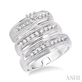 3/8 ctw Round Cut Trio Wedding Set in 14K White Gold