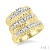 3/8 Ctw Round Cut Trio Wedding Set in 14K Yellow Gold