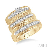 3/8 Ctw Round Cut Trio Wedding Set in 10K Yellow Gold