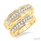 1/4 ctw Round Cut Diamond Duos Ring Set in 14K Yellow Gold