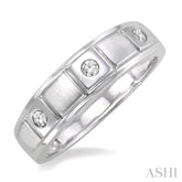 1/8 Ctw Round Cut Diamond Men's Ring in 14K White Gold