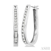 1/2 Ctw Channel Set Round Cut Diamond Hoop Earrings in 10K White Gold