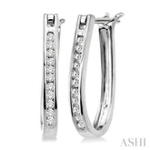 1/4 Ctw Round Cut Diamond Hoop Earrings in 14K White Gold
