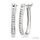 1/4 Ctw Round Cut Diamond Hoop Earrings in 14K White Gold