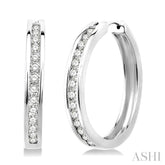1 Ctw Channel Set Round Cut Diamond Hoop Earrings in 10K White Gold