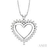 1 Ctw Round Cut Diamond Heart Pendant in 14K White Gold with Chain