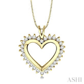 1 Ctw Round Cut Diamond Heart Pendant in 10K Yellow Gold with Chain