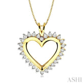 1 Ctw Round Cut Diamond Heart Pendant in 10K Yellow Gold with Chain