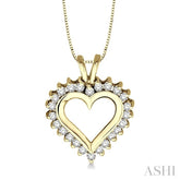 1/2 Ctw Round Cut Diamond Heart Pendant in 14K Yellow Gold with Chain