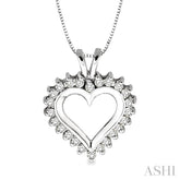 1/2 Ctw Round Cut Diamond Heart Pendant in 14K White Gold with Chain