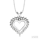 1/2 Ctw Round Cut Diamond Heart Pendant in 14K White Gold with Chain