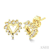 1/4 Ctw Round Cut Diamond Heart Earrings in 14K Yellow Gold