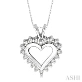 1/4 Ctw Round Cut Diamond Heart Pendant in 14K White Gold with Chain