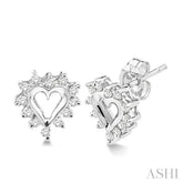 1/4 Ctw Round Cut Diamond Heart Earrings in 10K White Gold