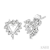 1/4 Ctw Round Cut Diamond Heart Earrings in 10K White Gold