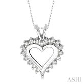 1/4 Ctw Round Cut Diamond Heart Pendant in 10K White Gold with Chain