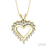 1/4 Ctw Round Cut Diamond Heart Pendant in 10K Yellow Gold with Chain