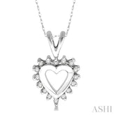 1/10 Ctw Round Cut Diamond Heart Pendant in 10K White Gold with Chain