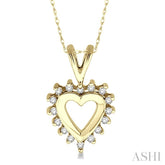1/10 Ctw Round Cut Diamond Heart Pendant in 10K Yellow Gold with Chain