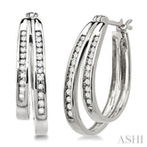 1/4 Ctw Double Row Round Cut Diamond Earrings in 14K White Gold