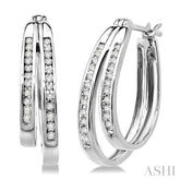 1/4 Ctw Double Row Round Cut Diamond Earrings in 10K White Gold