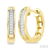 1/10 Ctw Baguette Cut Diamond Huggie Earrings in 10K Yellow Gold