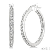 1/2 Ctw Round Cut Diamond Hoop Earrings in 14K White Gold