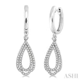 1/2 Ctw Round Cut Diamond Tear Drop Earrings in 14K White Gold