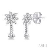 1/4 Ctw Round Cut Diamond Palm Tree Earrings in 10K White Gold