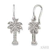 1/4 Ctw Palm Tree Round Cut Diamond Earrings in 10K White Gold