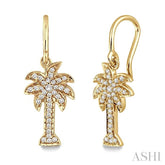 1/4 Ctw Palm Tree Round Cut Diamond Earrings in 10K Yellow Gold