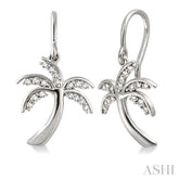 1/4 Ctw Palm Tree Round Cut Diamond Earrings in 10K White Gold