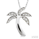 1/4 Ctw Palm Tree Round Cut Diamond Pendant in 10K White Gold with Chain