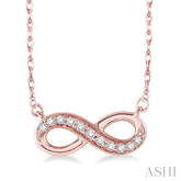 1/6 Ctw Round Cut Diamond Infinity Petite Pendant in 14K Rose Gold with Chain