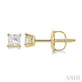 1/4 Ctw Princess Cut Diamond Stud Earrings in 14K Yellow Gold
