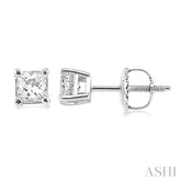 1/3 Ctw Princess Cut Diamond Stud Earrings in 14K White Gold