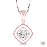 1/5 Ctw Round Cut Diamond Emotion Pendant in 14K Rose Gold with Chain